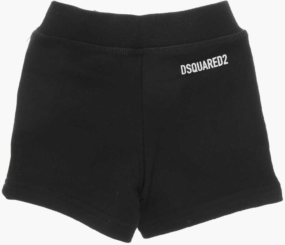 Pantaloni scurti DSQUARED2 Cotton Shorts With Frontal Logo Black Baieti (BM 19710797) 3