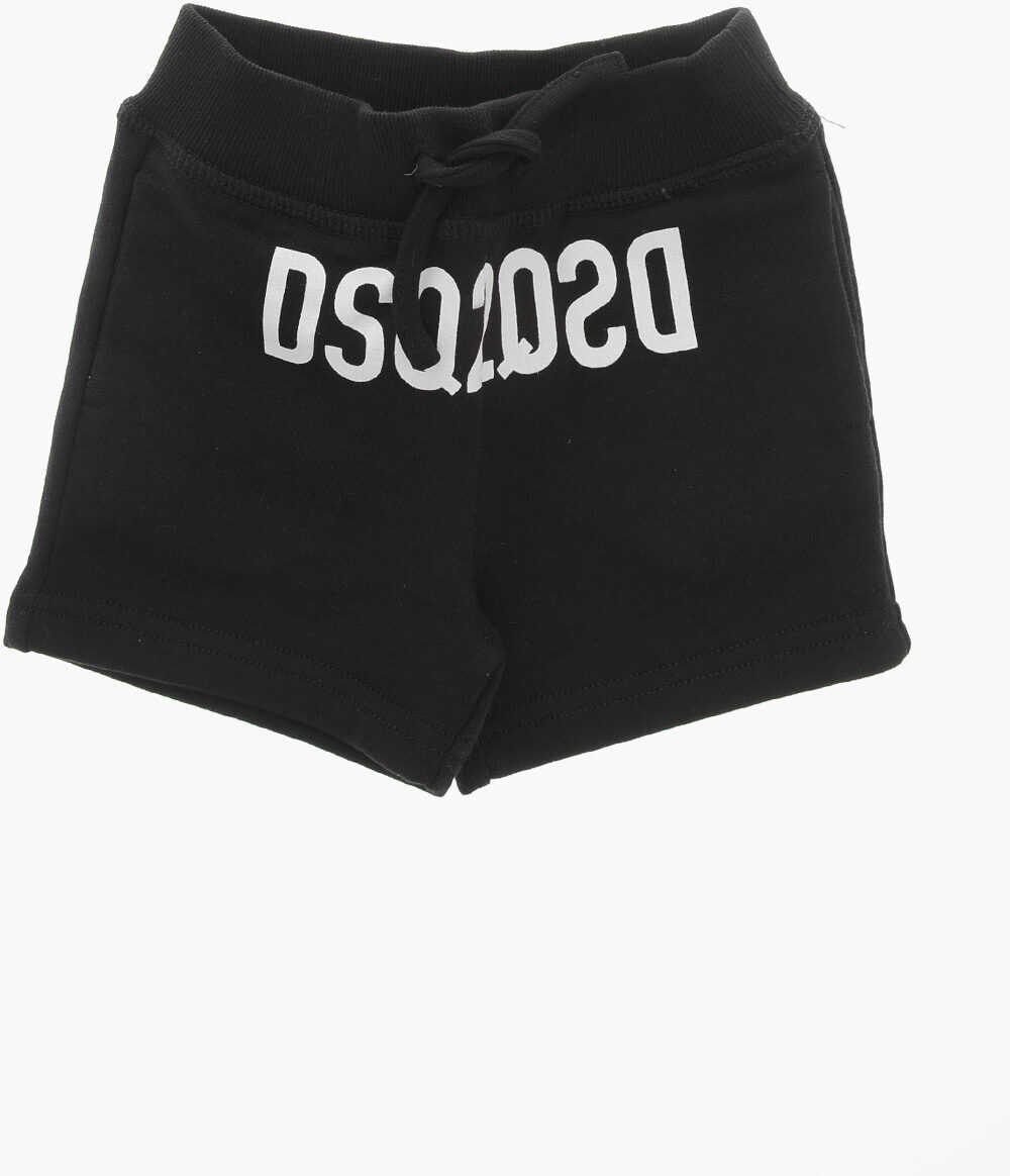 Pantaloni scurti DSQUARED2 Cotton Shorts With Frontal Logo Black Baieti (BM 19710797) 1