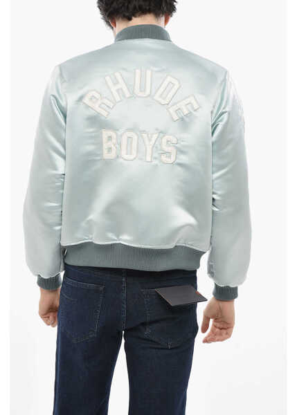 Bomber jacket RHUDE Satin Boys 02 Bomber With Contrast Side Bands Light Blue Barbati (BM 19710818) 2