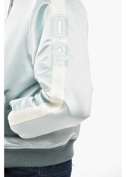 Bomber jacket RHUDE Satin Boys 02 Bomber With Contrast Side Bands Light Blue Barbati (BM 19710818) 3