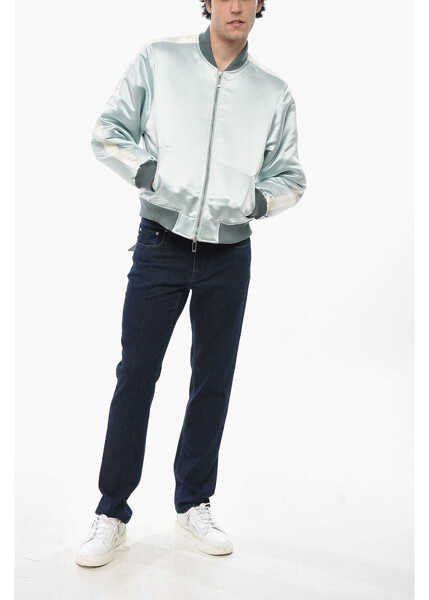 Bomber jacket RHUDE Satin Boys 02 Bomber With Contrast Side Bands Light Blue Barbati (BM 19710818) 4