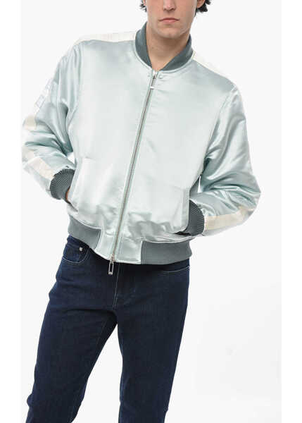 Bomber jacket RHUDE Satin Boys 02 Bomber With Contrast Side Bands Light Blue Barbati (BM 19710818) 1