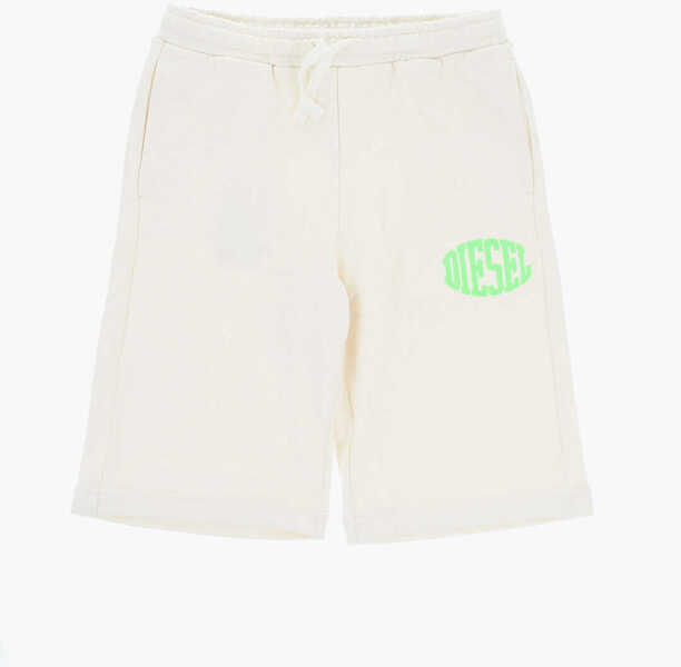 Pantaloni scurti Diesel Brushed Cotton Pbol Shorts With Elastic Waistband White Baieti (BM 19710824) 1