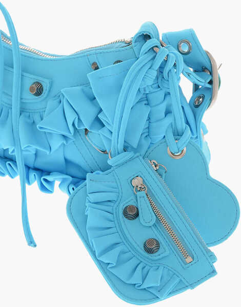 Genti de umar Balenciaga Solid Color Fabric Le Cagole Shoulder Bag With Ruffles Blue Femei (BM 19710827) 4