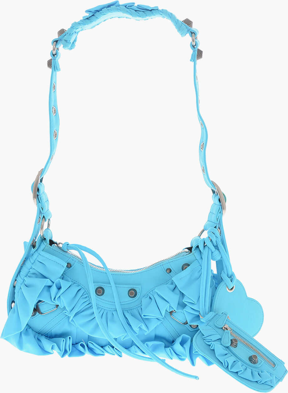 Genti de umar Balenciaga Solid Color Fabric Le Cagole Shoulder Bag With Ruffles Blue Femei (BM 19710827) 1