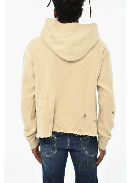 Bluze de trening DSQUARED2 Vintage Effect Cotton Hoodie Beige Barbati (BM 19710833) 2