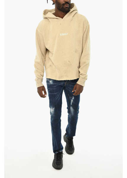 Bluze de trening DSQUARED2 Vintage Effect Cotton Hoodie Beige Barbati (BM 19710833) 4