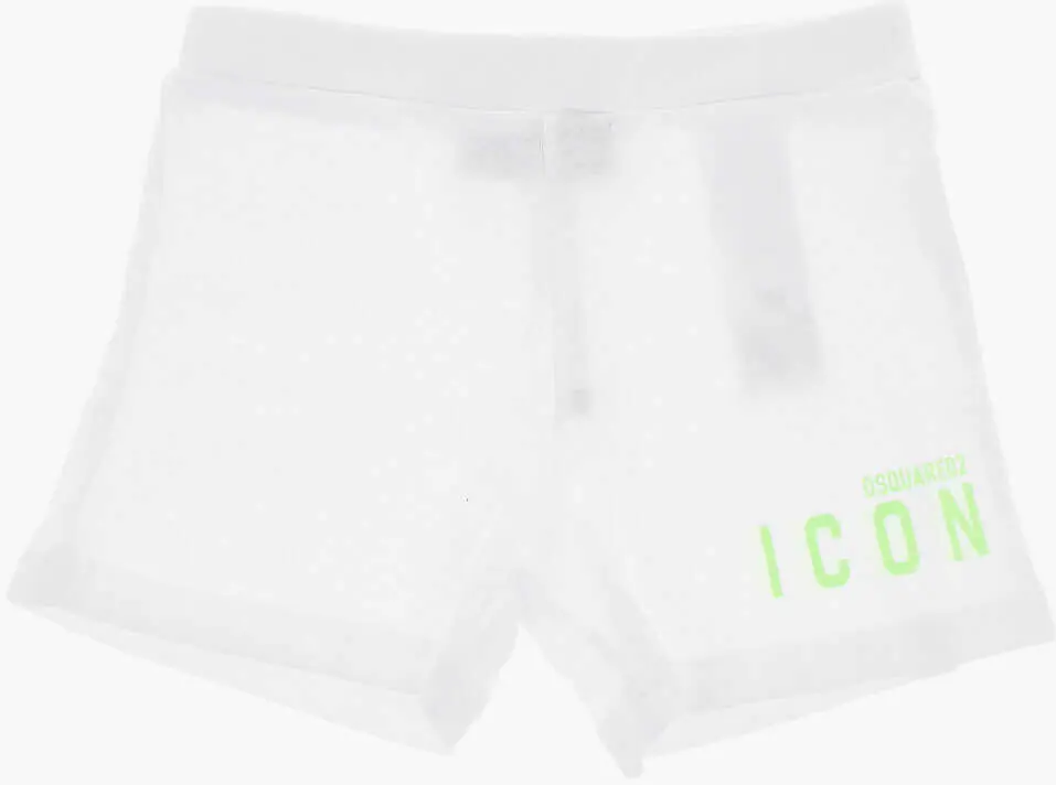 Tricouri DSQUARED2 Icon Solid-Colored T-Shirt And Shorts Set With Neon Logo White Fete (BM 19710836) 2