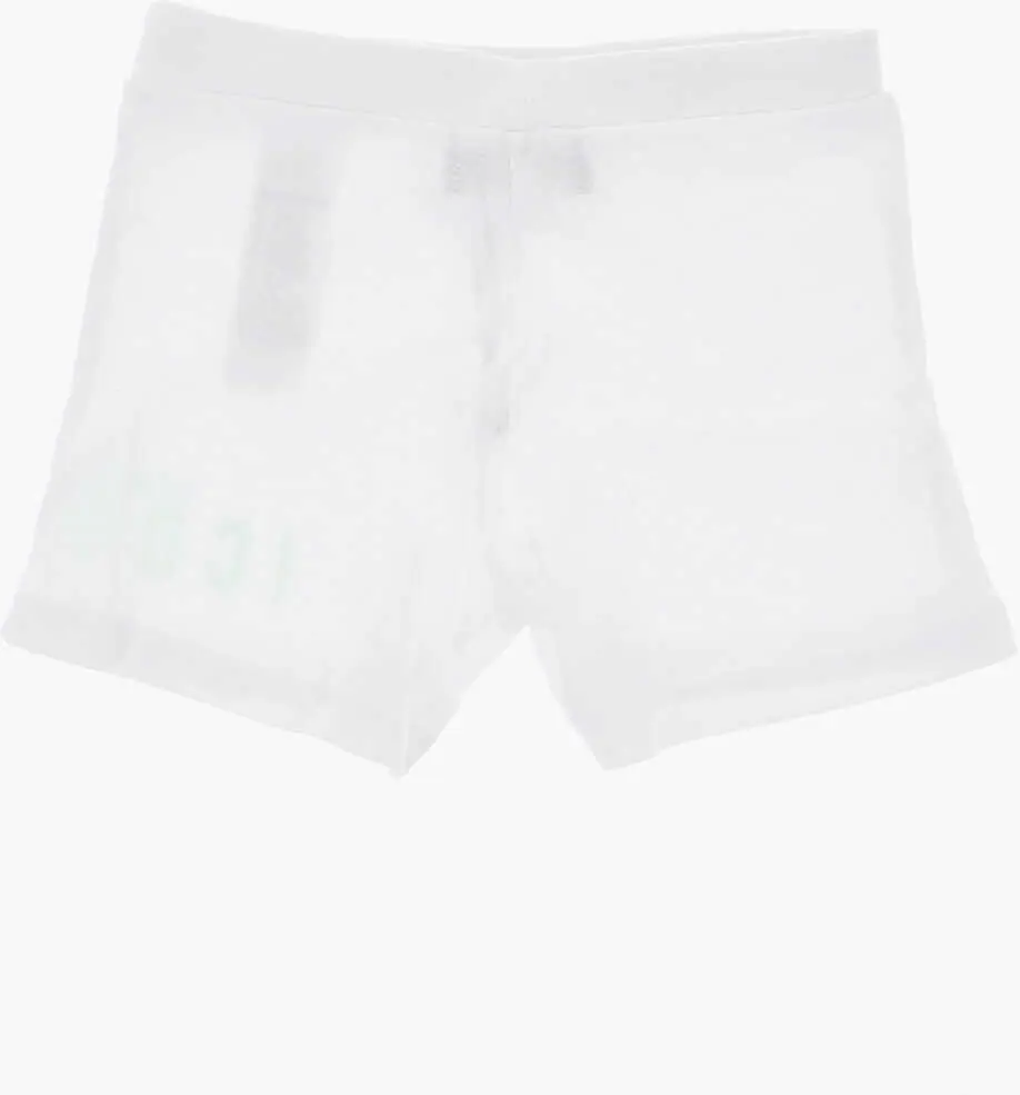 Tricouri DSQUARED2 Icon Solid-Colored T-Shirt And Shorts Set With Neon Logo White Fete (BM 19710836) 4