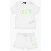 Tricouri Icon Solid-Colored T-Shirt And Shorts Set With Neon Logo Fete