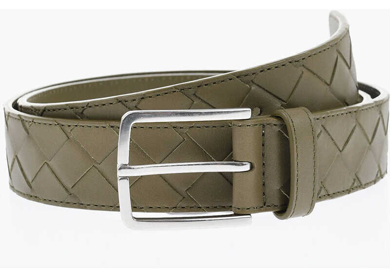 Curele Bottega Veneta Braided Leather Belt 40Mm Green Barbati (BM 19710935) 1