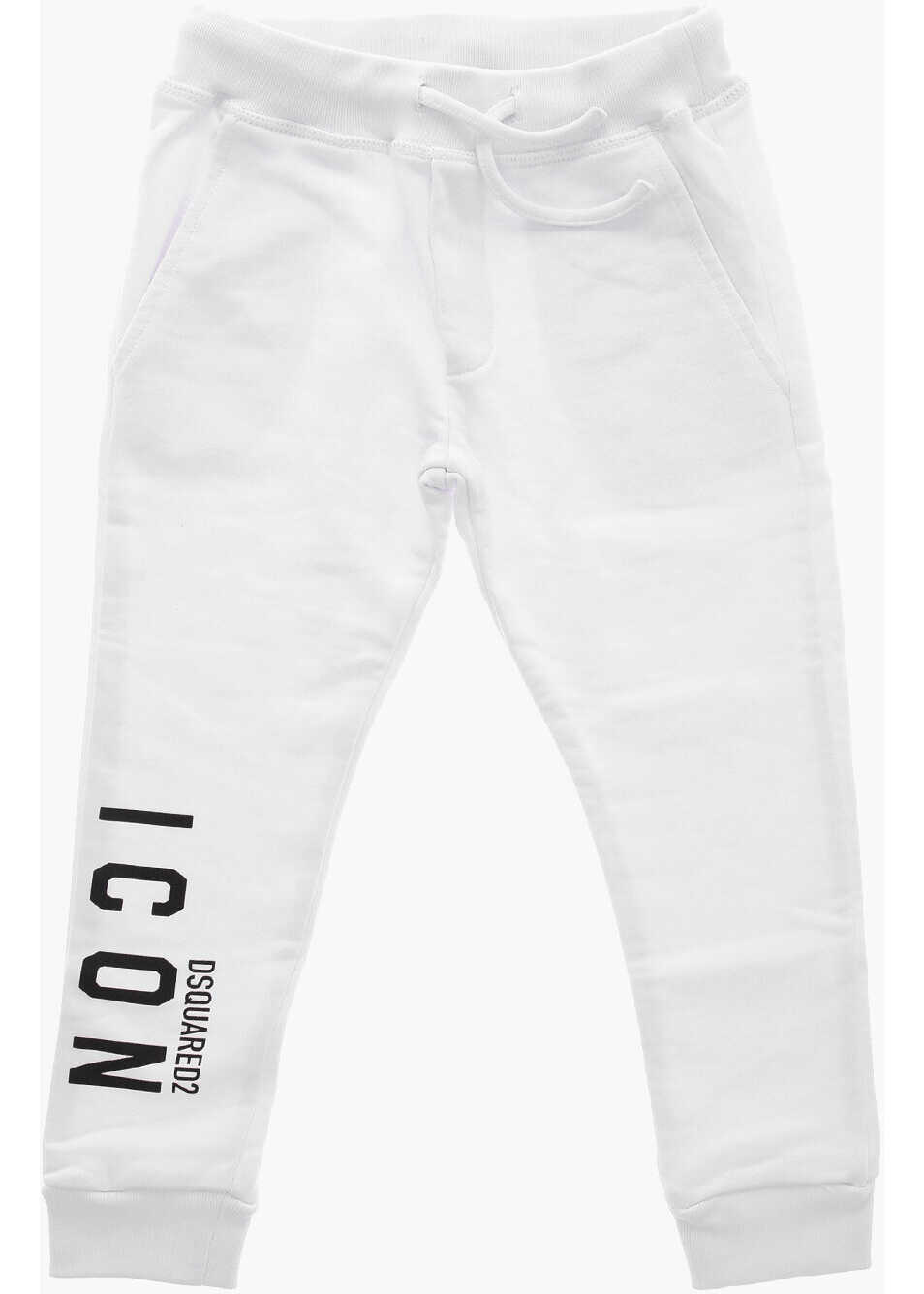 Pantaloni de trening DSQUARED2 Brushed Cotton Icon Sweatpants With Cuffs White Baieti (BM 19710938) 1