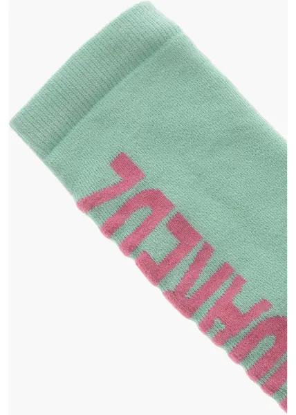 Sosete DSQUARED2 Cotton Long Socks With Contrasting Logo Green Fete (BM 19710941) 2