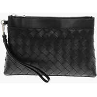 Genti de mana Braided Leather Pouch With Zip Barbati