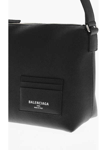 Genti de mana Balenciaga Textured Leather Shoulder Bag With Logoed Detail Black Barbati (BM 19710950) 4