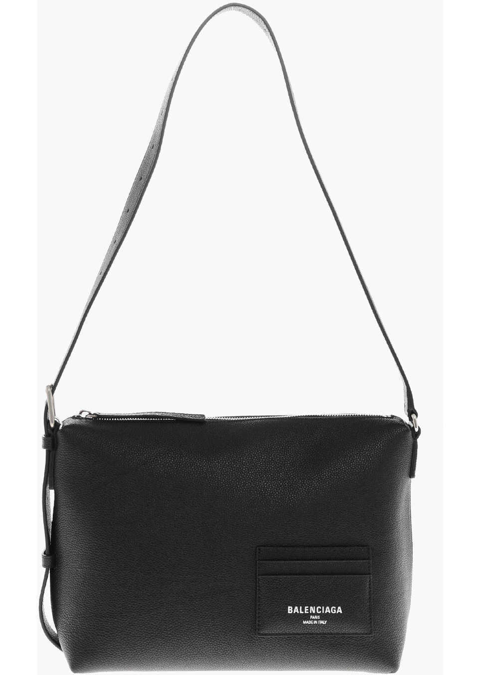 Genti de mana Balenciaga Textured Leather Shoulder Bag With Logoed Detail Black Barbati (BM 19710950) 1