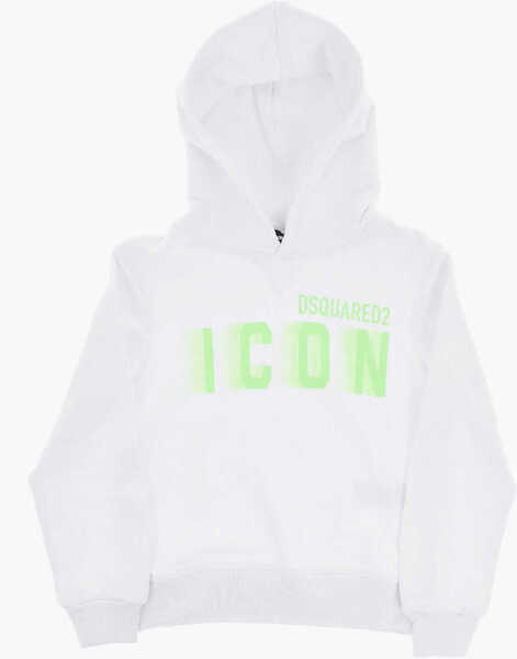 Bluze de trening DSQUARED2 Icon Brushed Cotton Relax Hoodie With Fluorescent Logo White Baieti (BM 19710965) 1