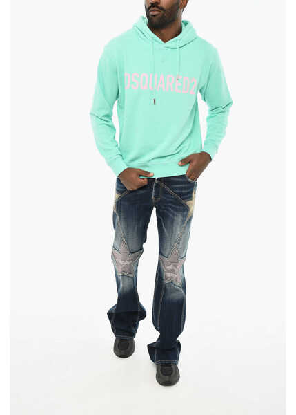 Bluze de trening DSQUARED2 Cotton Hoodie With Frontal Logo Blue Barbati (BM 19710977) 4
