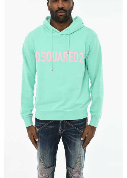 Bluze de trening DSQUARED2 Cotton Hoodie With Frontal Logo Blue Barbati (BM 19710977) 1