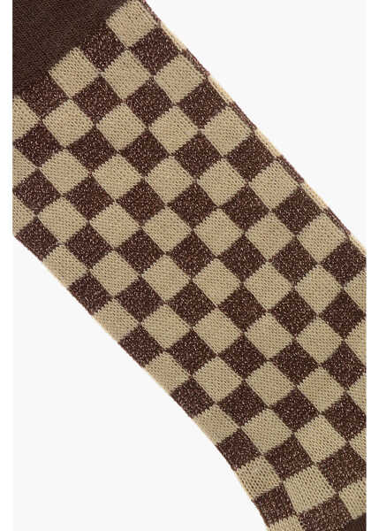 Sosete UNDERCOVER Cotton Socks With Lurex Check Pattern Brown Femei (BM 19710983) 2