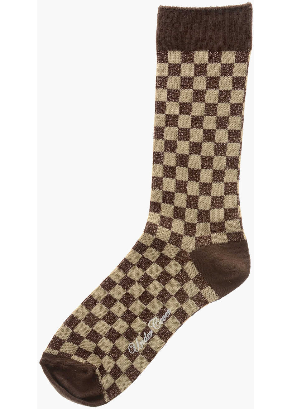 Sosete UNDERCOVER Cotton Socks With Lurex Check Pattern Brown Femei (BM 19710983) 3