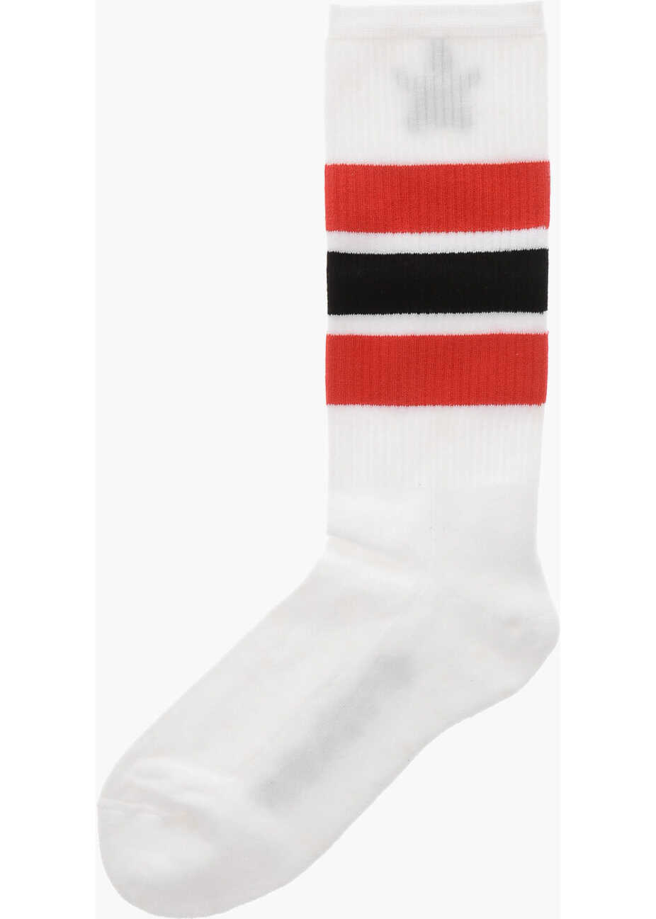 Sosete Givenchy Cotton Terry Socks With Contrasting Bands White Barbati (BM 19710995) 3