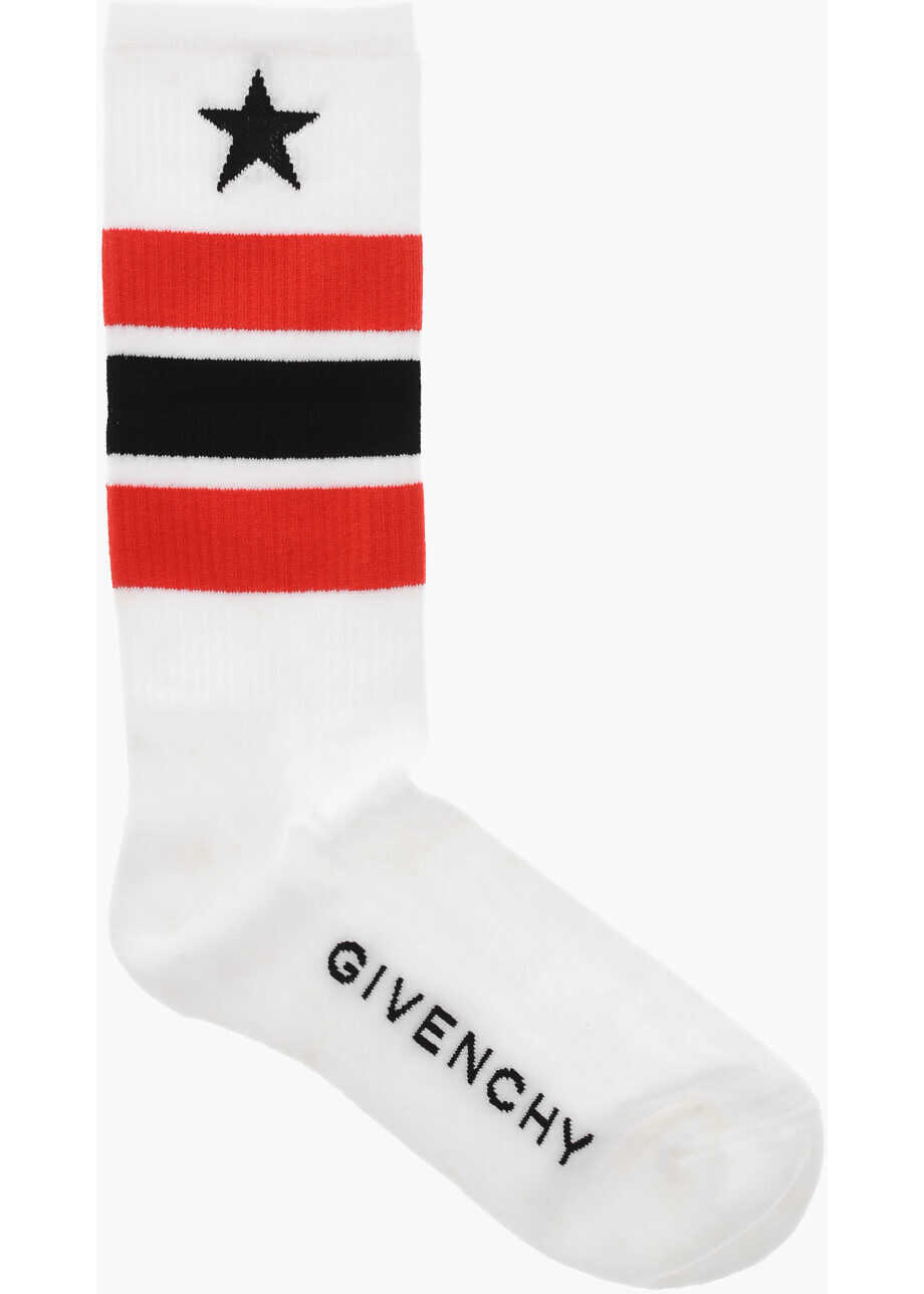 Sosete Givenchy Cotton Terry Socks With Contrasting Bands White Barbati (BM 19710995) 1