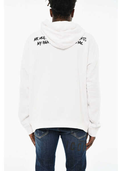 Bluze de trening DSQUARED2 Cotton Hoodie With Frontal Print White Barbati (BM 19711004) 2