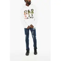 Bluze de trening DSQUARED2 pentru Barbati - Bluze de trening DSQUARED2 Cotton Hoodie With Frontal Print White Barbati (BM 19711004) - B-mall.ro