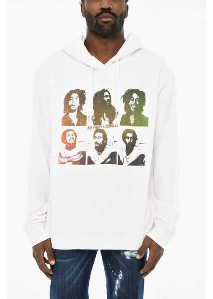 Bluze de trening DSQUARED2 Cotton Hoodie With Frontal Print White Barbati (BM 19711004) 1