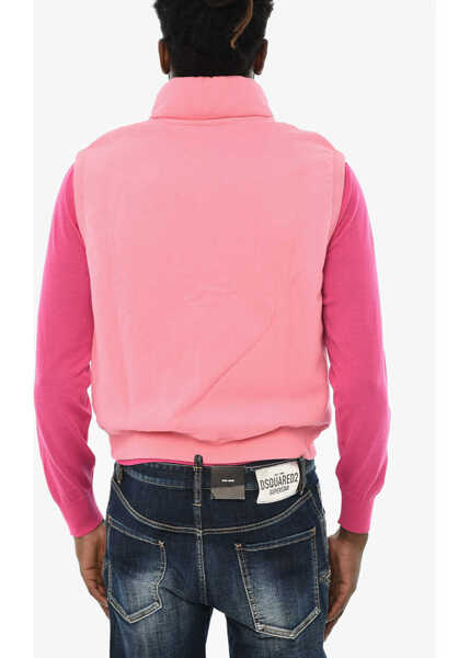 Bluze de trening DSQUARED2 Sleeveless Cotton Sweatshirt With Snap Buttons Pink Barbati (BM 19713071) 2