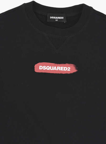 Bluze de trening DSQUARED2 Brushed Cotton Relax Crew-Neck Sweatshirt With Contrasting L Black Baieti (BM 19713080) 2
