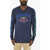 DSQUARED2 Linen Long Sleeve Crew-Neck T-Shirt Blue