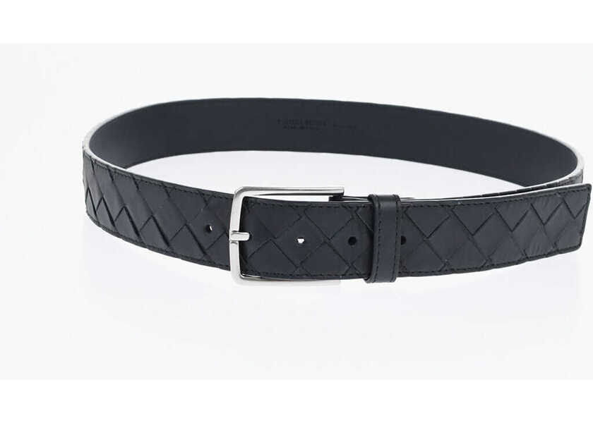 Curele Bottega Veneta Braided Leather Belt 35Mm Midnight Blue Barbati (BM 19713092) 2