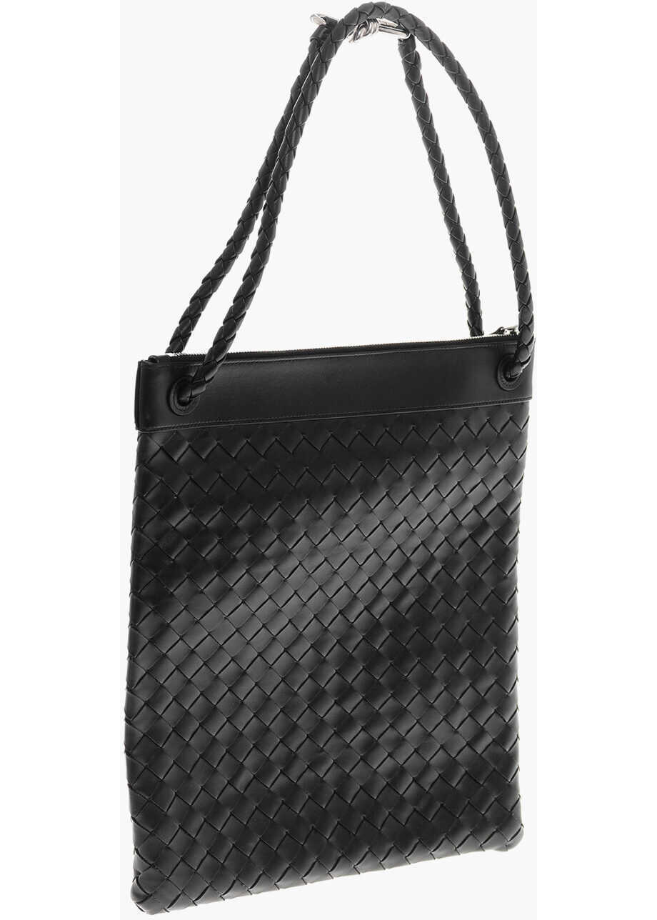 Genti de mana Bottega Veneta Braided Leather Shoulder Bag Black Barbati (BM 19713104) 2
