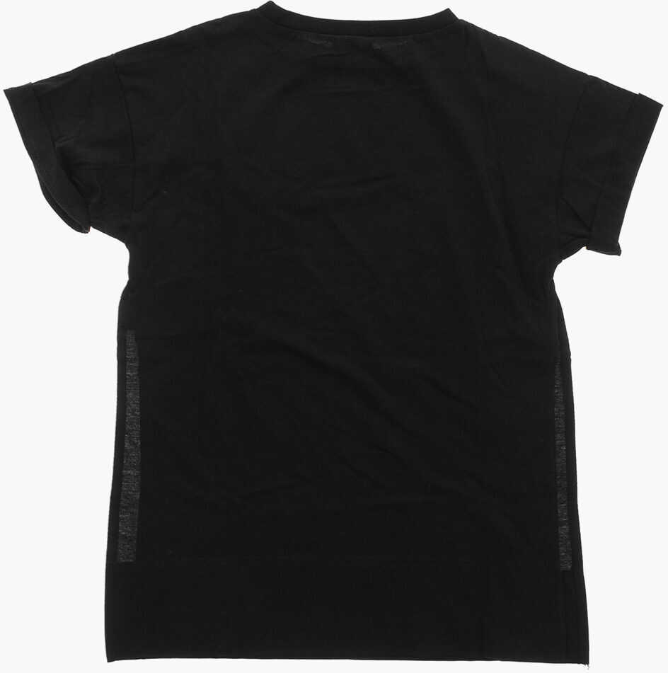 Rochii N21 Kids Cotton Beach Cover-Up Tee Dress With Printed Logo Black Fete (BM 19713107) 3