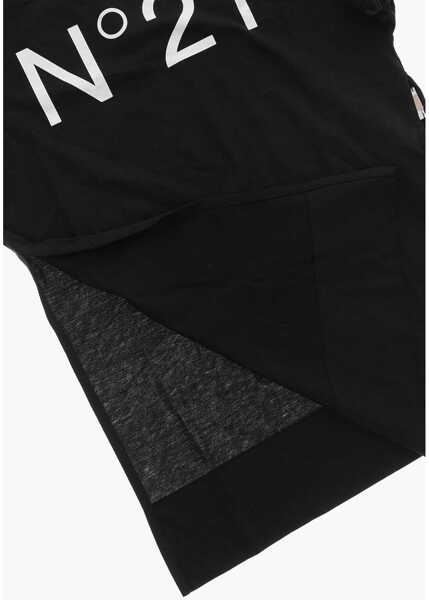 Rochii N21 Kids Cotton Beach Cover-Up Tee Dress With Printed Logo Black Fete (BM 19713107) 4