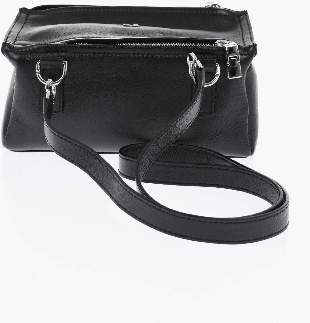 Genti de umar Givenchy Textured Leather Pandora Shoulder Bag With Silver Effect Log Black Femei (BM 19713119) 2