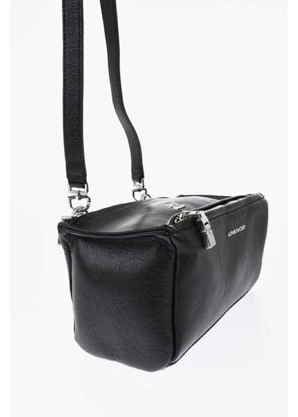 Genti de umar Givenchy Textured Leather Pandora Shoulder Bag With Silver Effect Log Black Femei (BM 19713119) 3