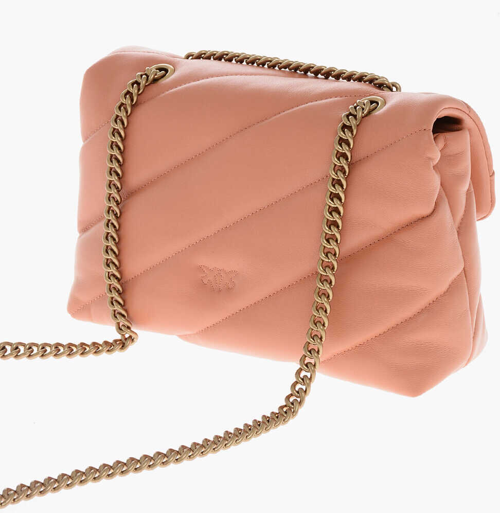 Genti de umar Pinko Leather Puff Shoulder Bag With Golden Effect Logo Orange Femei (BM 19713122) 2