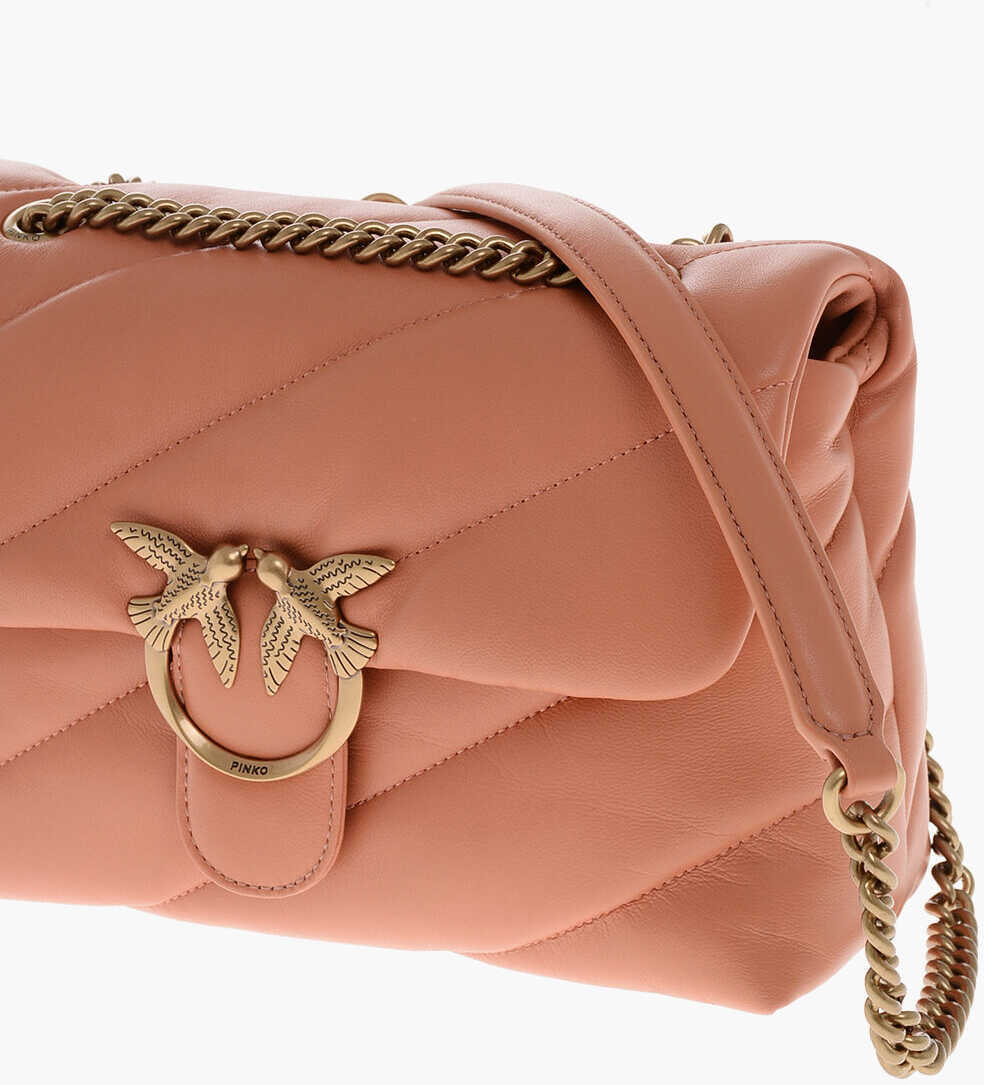 Genti de umar Pinko Leather Puff Shoulder Bag With Golden Effect Logo Orange Femei (BM 19713122) 3