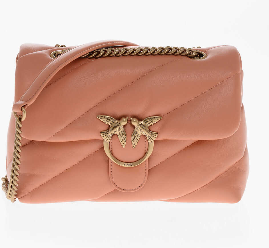 Genti de umar Pinko Leather Puff Shoulder Bag With Golden Effect Logo Orange Femei (BM 19713122) 1