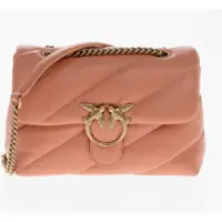 Genti de umar Leather Puff Shoulder Bag With Golden Effect Logo Femei