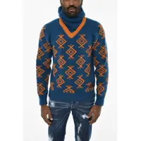 Pulovere Wool Turtleneck Sweater With Contrasting Embroidery Barbati