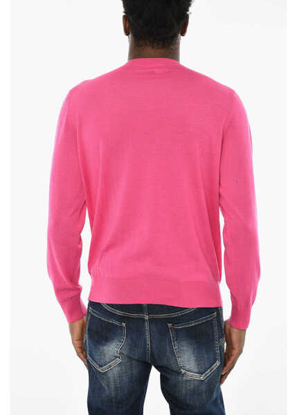 Pulovere DSQUARED2 Virgin Wool Crew-Neck Sweater With Ton On Ton Monogram Pink Barbati (BM 19713128) 2