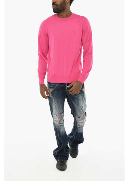 Pulovere DSQUARED2 Virgin Wool Crew-Neck Sweater With Ton On Ton Monogram Pink Barbati (BM 19713128) 4