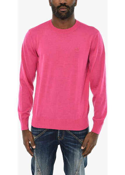 Pulovere DSQUARED2 Virgin Wool Crew-Neck Sweater With Ton On Ton Monogram Pink Barbati (BM 19713128) 1