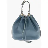 Genti de mana Textured Leather Bucket Bag With Removable Shoulder Strap Femei