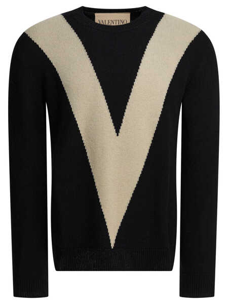 Pulovere Valentino Garavani Wool sweater with inlaid V Black Barbati (BM 19713177) 1