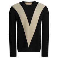 Pulovere Wool sweater with inlaid V Barbati